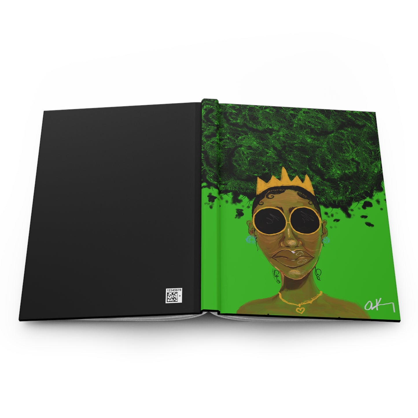 Green Crowned Goddess Hardcover Journal - Inspirational Writing, Art Journal, Gift for Creatives, Unique Notebook, Eco-Friendly Journal
