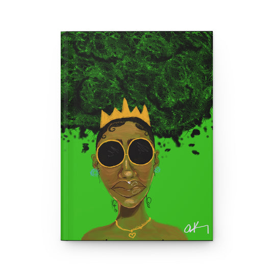 Green Crowned Goddess Hardcover Journal - Inspirational Writing, Art Journal, Gift for Creatives, Unique Notebook, Eco-Friendly Journal