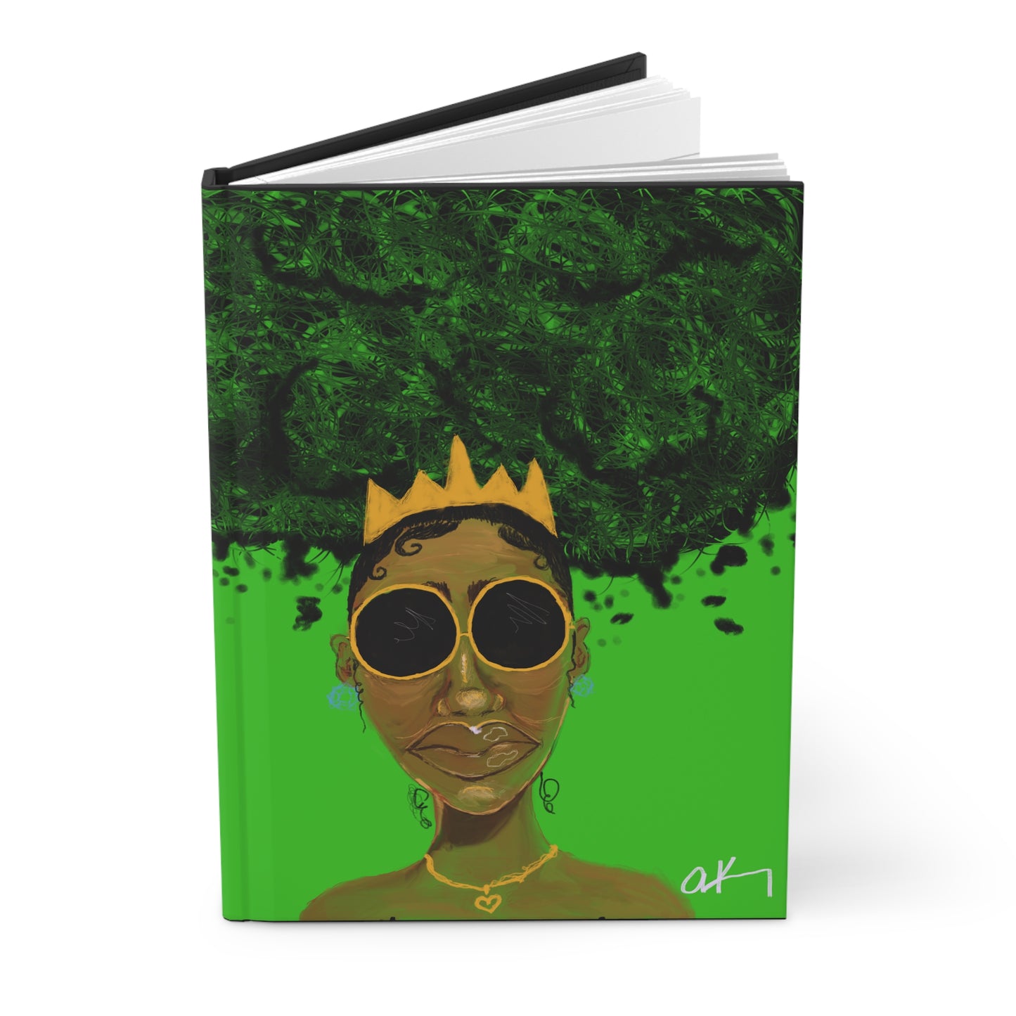 Green Crowned Goddess Hardcover Journal - Inspirational Writing, Art Journal, Gift for Creatives, Unique Notebook, Eco-Friendly Journal