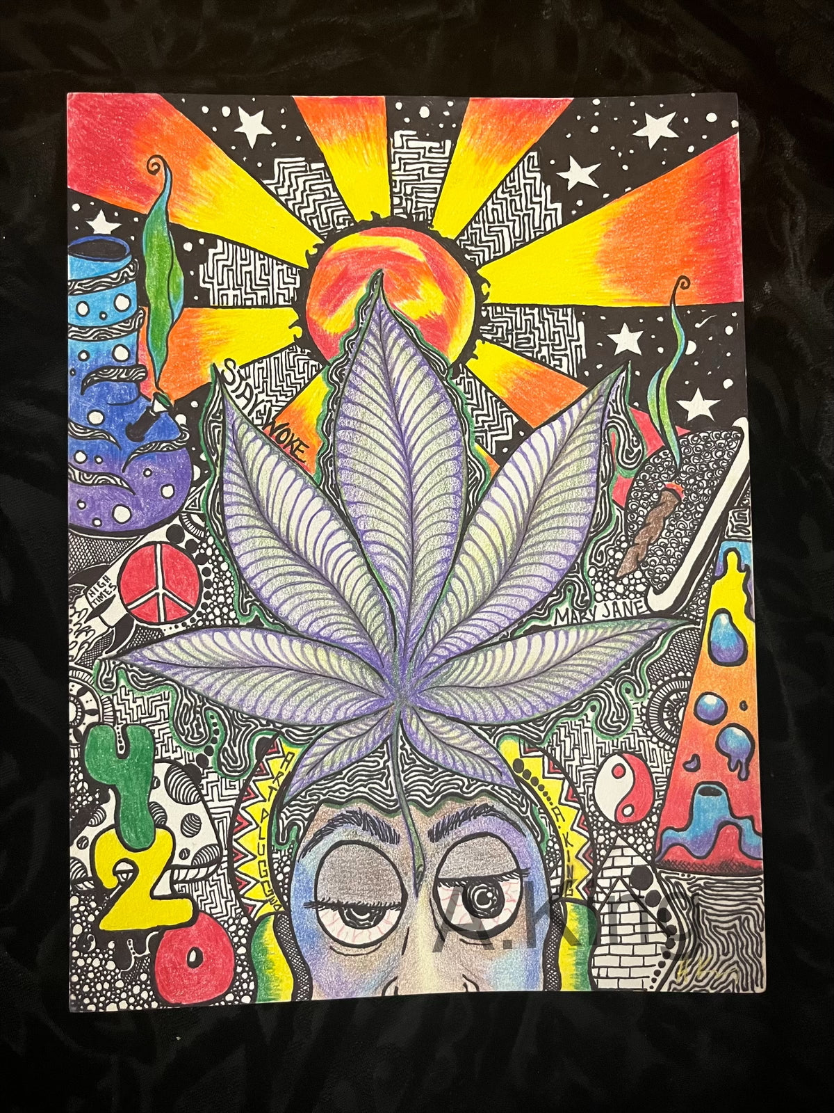 420 Cosmic Vibes” – Psychedelic Abstract Art Print